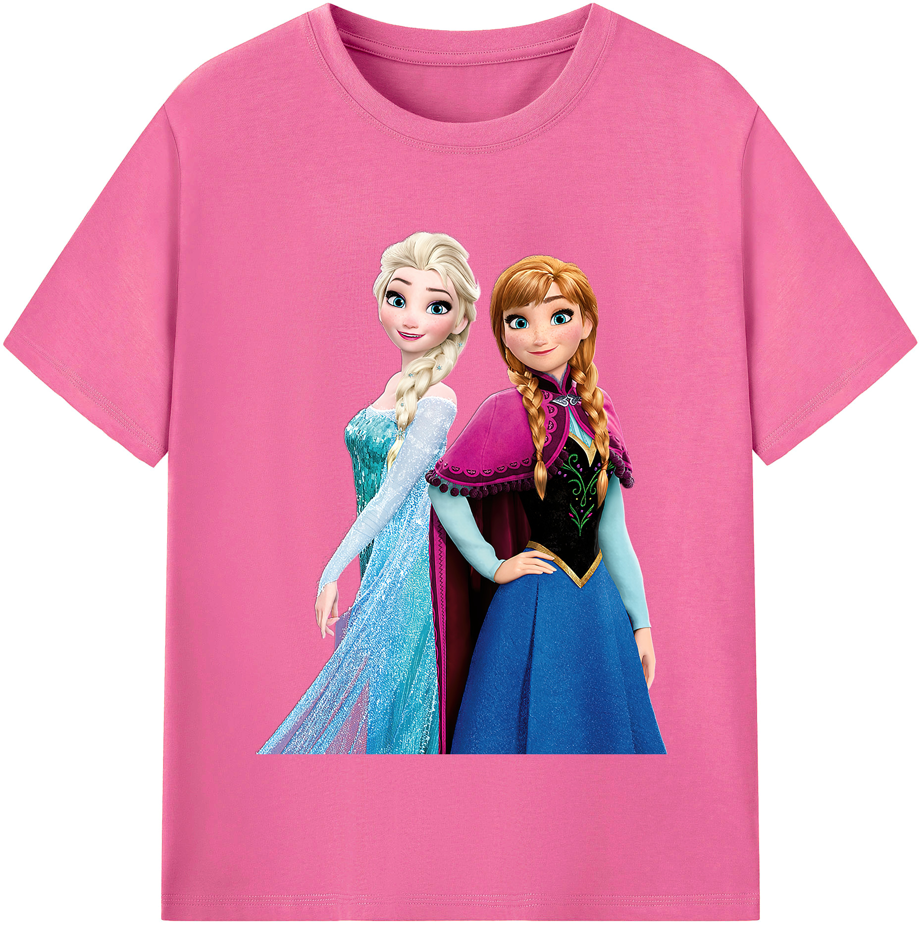（画像用） アナと雪の女王 アンナ エルサ Frozen Anna Elsa レディースカジュアルプリントTシャツ（綿100％）